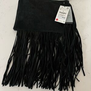 *NWT* Zara Black Fringe Clutch/Wristlet